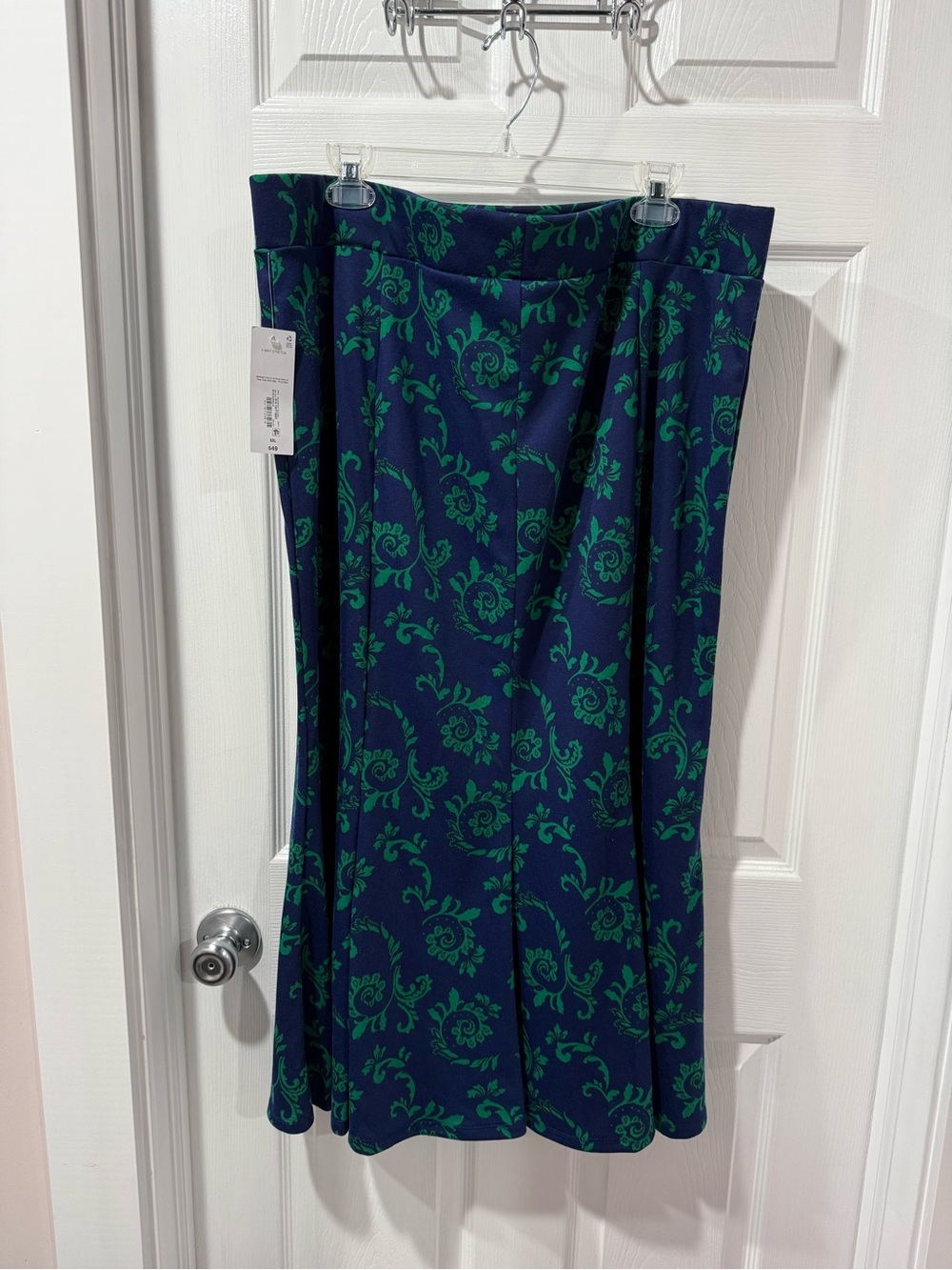 Liz Claiborne Navy and Green Floral Midi Skirt